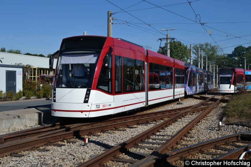Bild: TW 722+626 an der Haltestelle Betriebshof Südost zum Tag der offnen Tür.