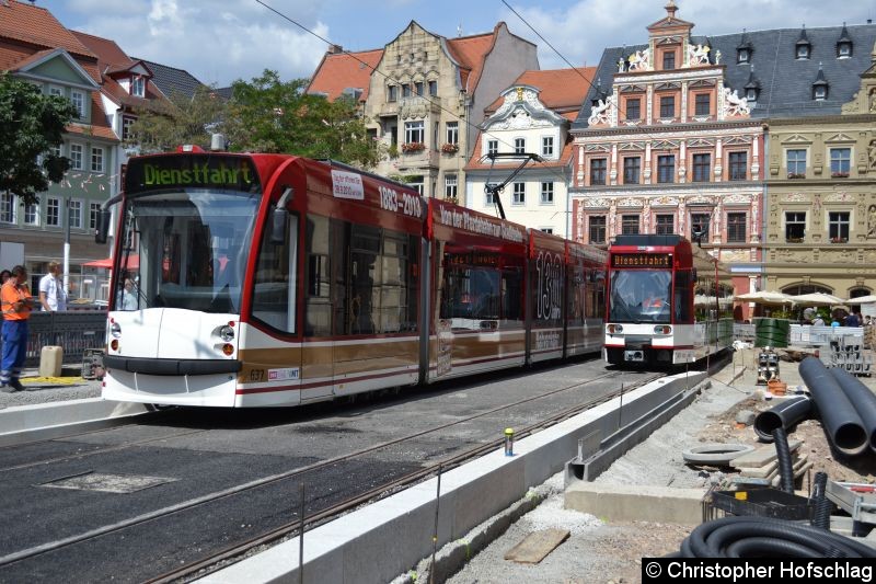 Bild: TW 637 befährt jetzt die Haltestelle Fischmarkt (Stadteinwärts).
