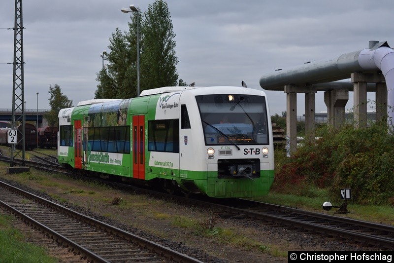 VT 124 beim Rangieren in Erfurt Ost.