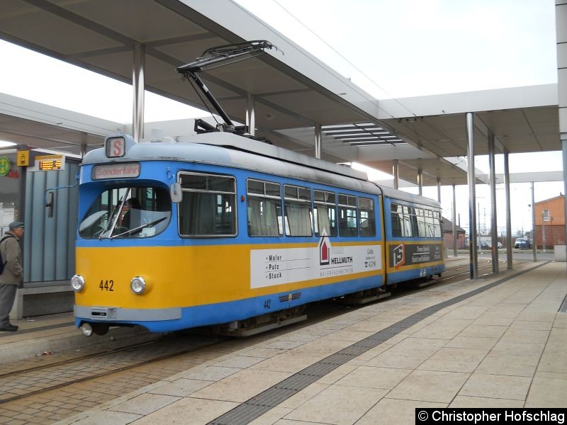 Bild: TW 442 am Hauptbahnhof als Sonderfahrt.