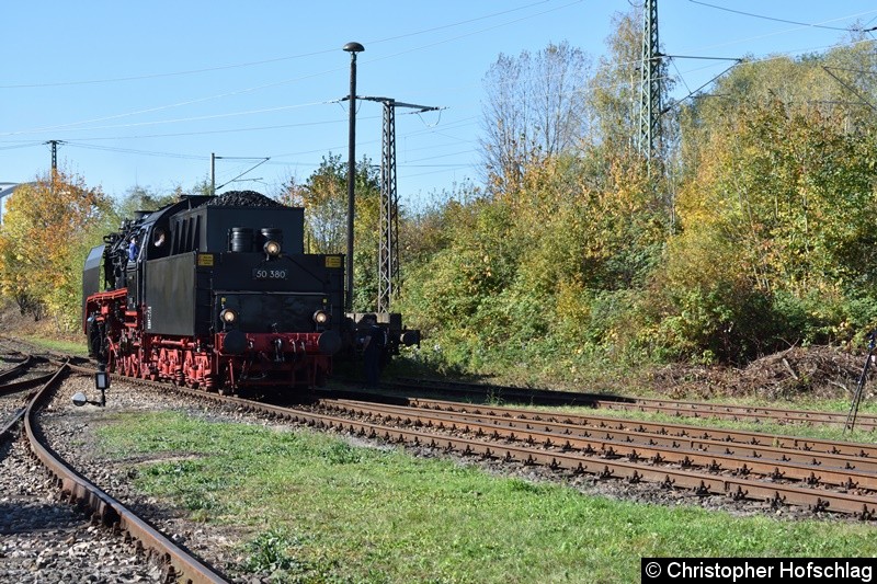Bild: 50 380 bei der Einfahrt ins BW Weimar.