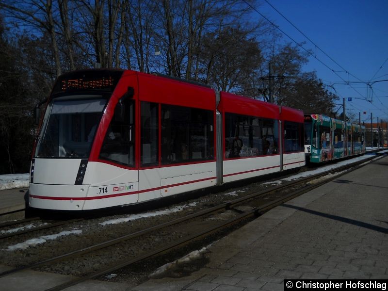 Bild: TW 714+635 als Linie 3 in Richtung Europaplatz über Lutherkriche an der Haltestelle Agentur für Arbeit.