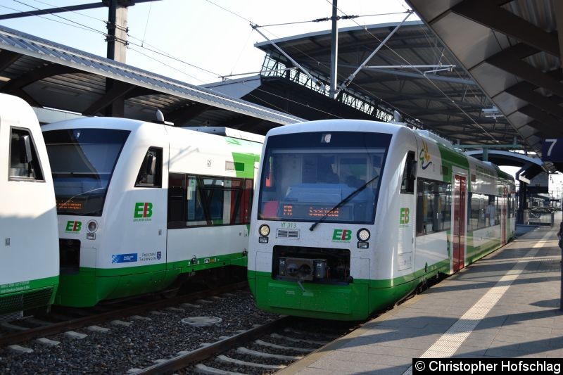 Bild: VT 313 in Erfurt Hauptbahnhof als EB nach Saalfeld.