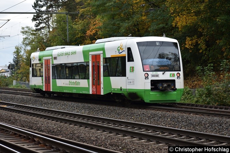 VT 334 bei der Einfahrt in Erfurt Bischleben.