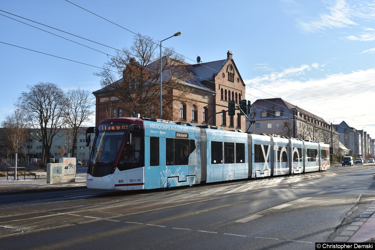 Bild: TW 801 als Linie 3 in Richtung Europaplatz auf der Nordhäuser Straße