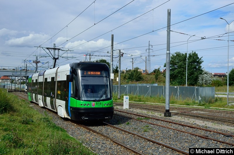 Bild: Wagen 818 als Linie 2 kurz vor der Haltestelle Turkosowa.