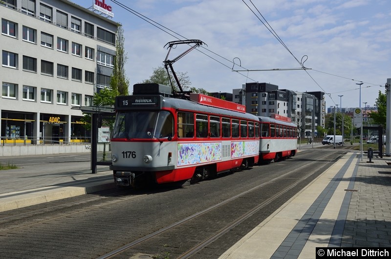 Bild: Sonderfahrt mit 1176 + 204: Haltestelle Glauchauer Platz.