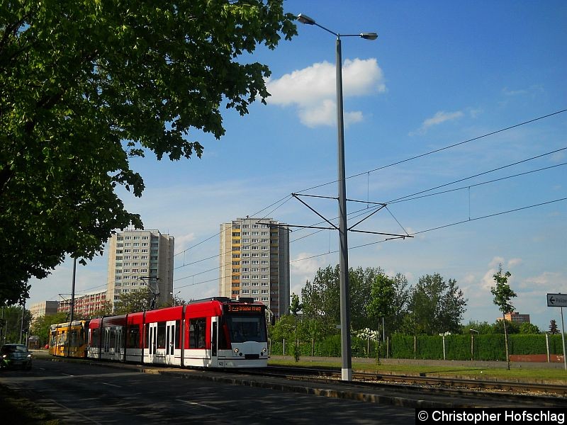 Bild: TW 622+702 auf der Stadtbahnlinie 3 in der Nordhäuser Straße.