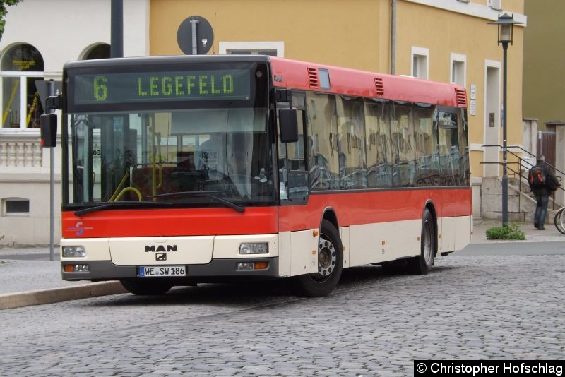Bild: Als Linie 6 nach Legefeld an der Haltestelle Hauptbahnhof.