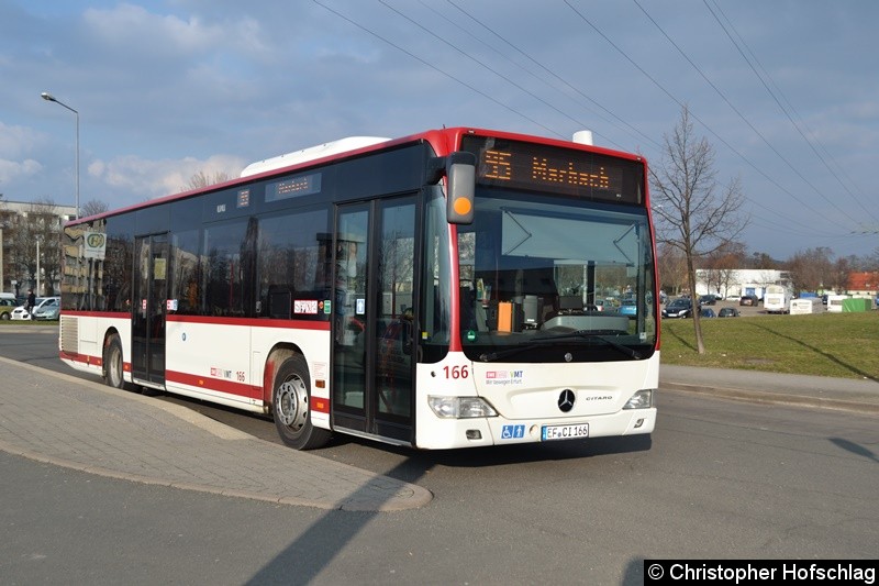 Bild: Wagen 166 als Linie 95 nach Marbach, am Europaplatz