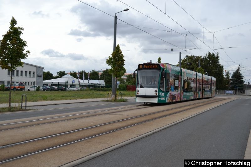 Bild: TW 635 als Linie 6 kurz vor der Haltestelle Mittelhäuser Straße.