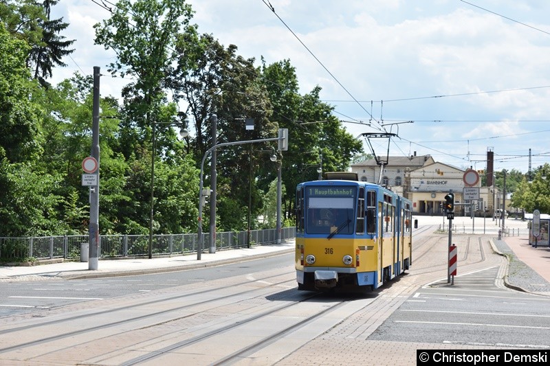 TW 316 als Linie 1 in Richtung Hauptbahnhof.
