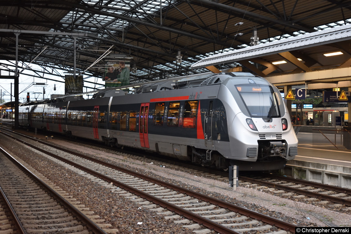 Bild: 9442 309 als RB 20 nach Eisenach im Erfurter Hauptbahnhof