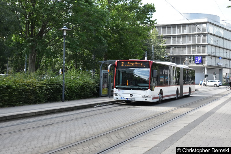 Bild: Wagen 443 als SEV 2 an der Haltestelle Krämpfertor.